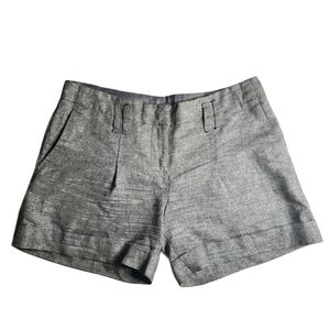 LOFT Metallic Linen Blend Shorts Gray Silver Textured Womens Size 2 Summer